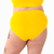 Cropped image of Bex wearing marigold yellow high rise briefs