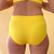 crop of model wearing yellow marigold mid rise briefs