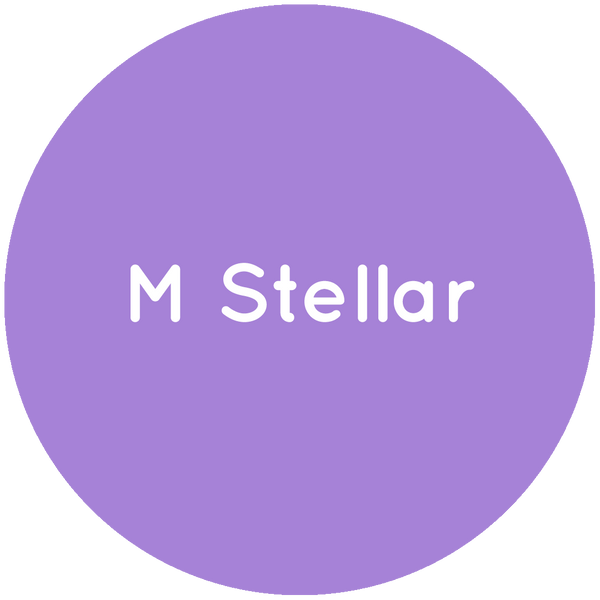 Purple circle with the text M Stellar in white.