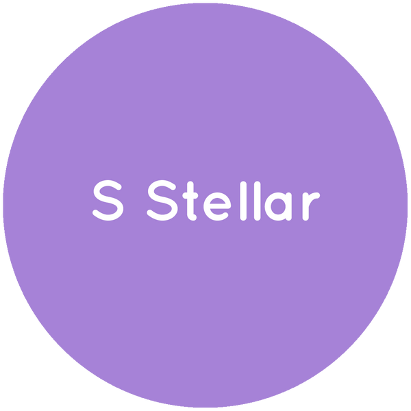 Purple circle with the text S Stellar in white.