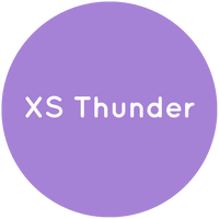 Purple circle with the text XS Thunder in white.