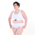 Fiona is wearing a fuller bust white bralette and high rise white briefs