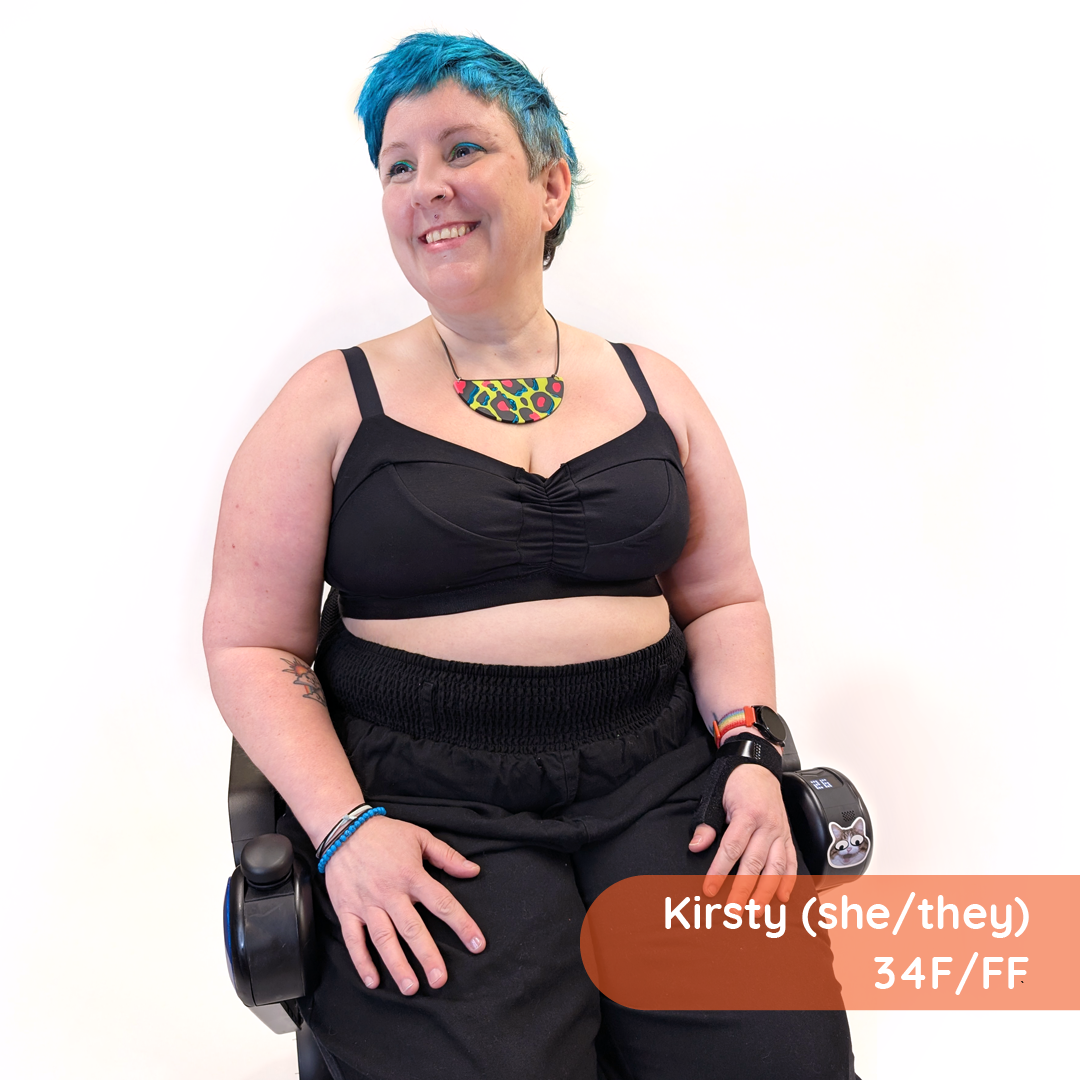 Kirsty is wearing a black non-wired bra and trousers