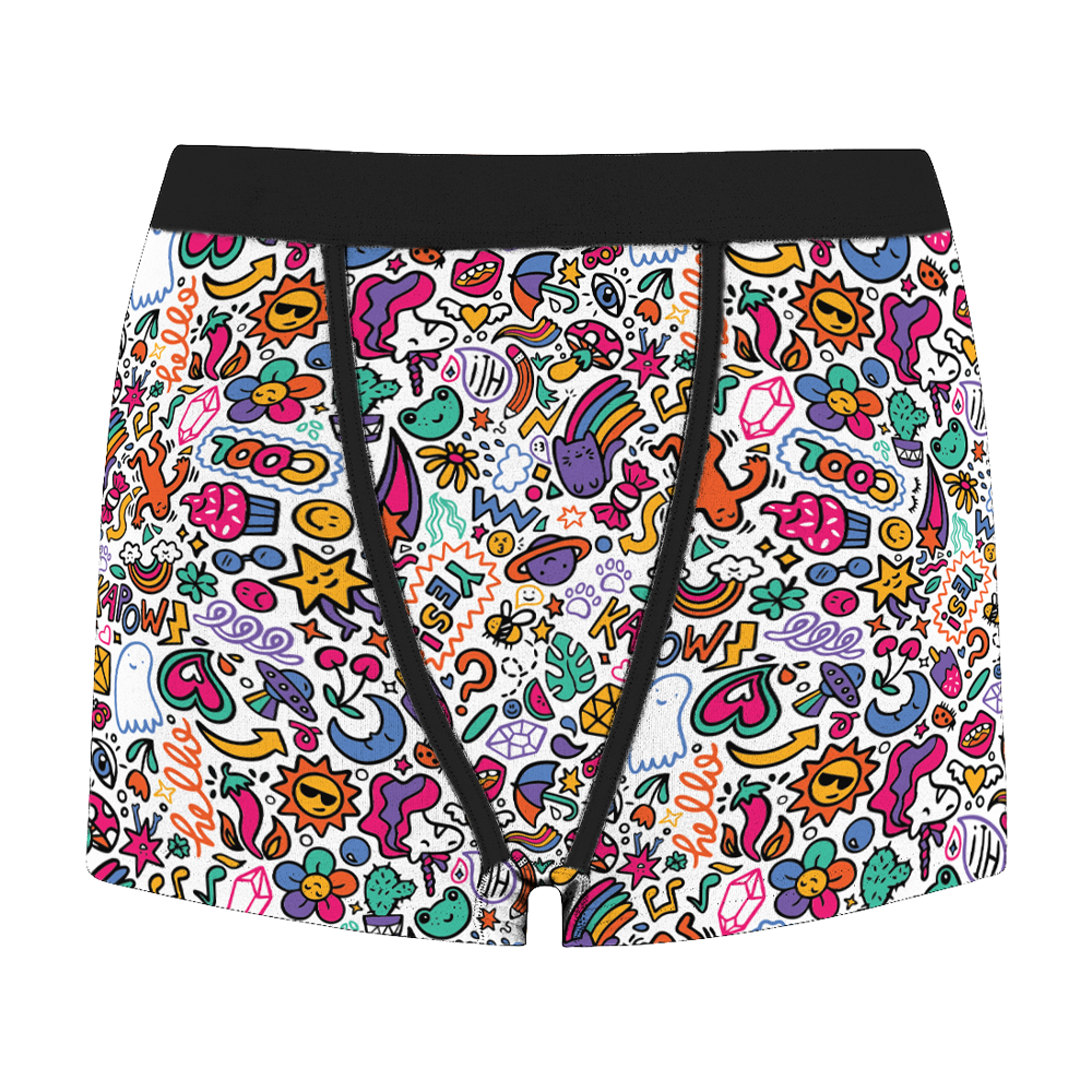 Ghost Mannequin image of Doodles cotton boxer briefs