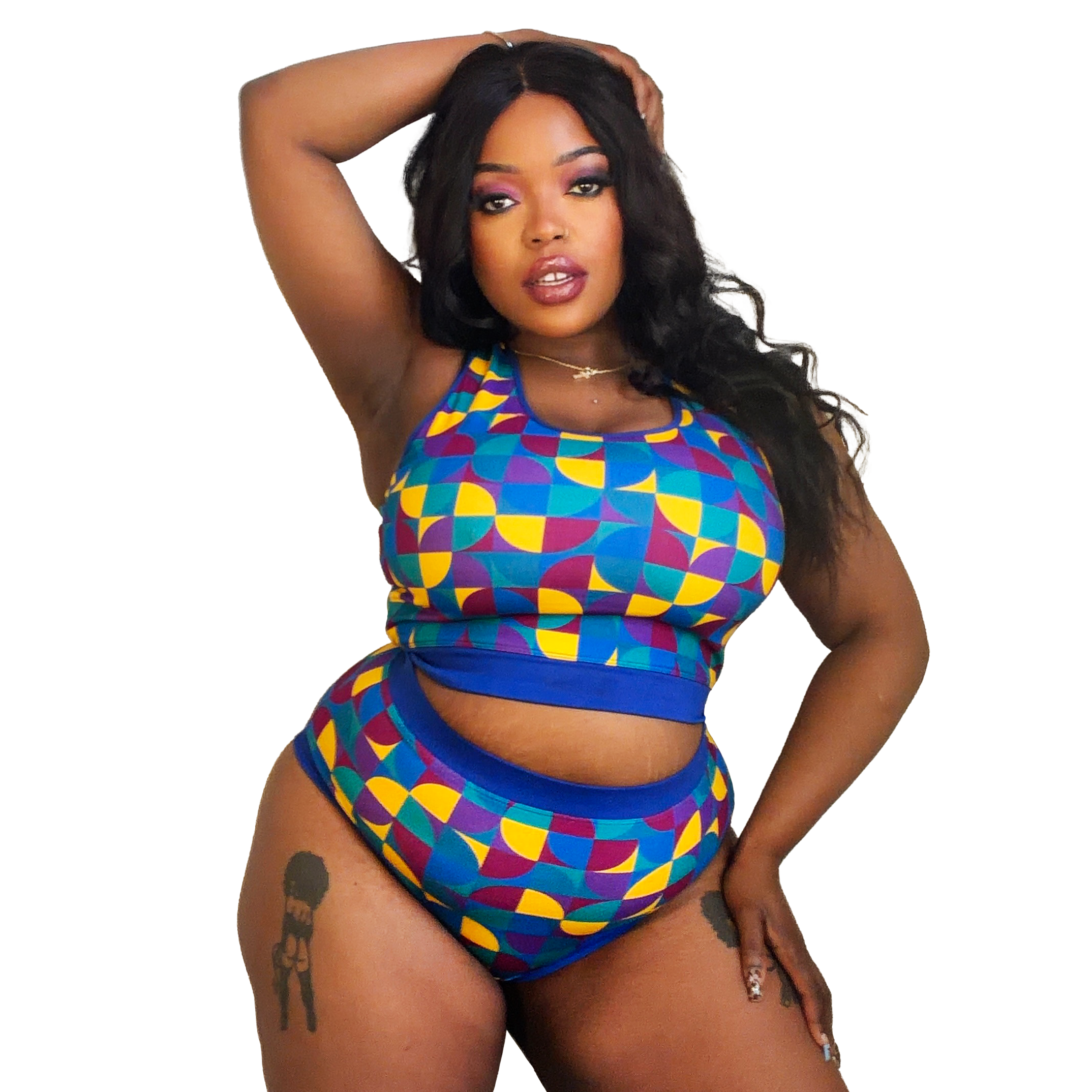 Laura is wearing a racerback fuller bust bralette and briefs