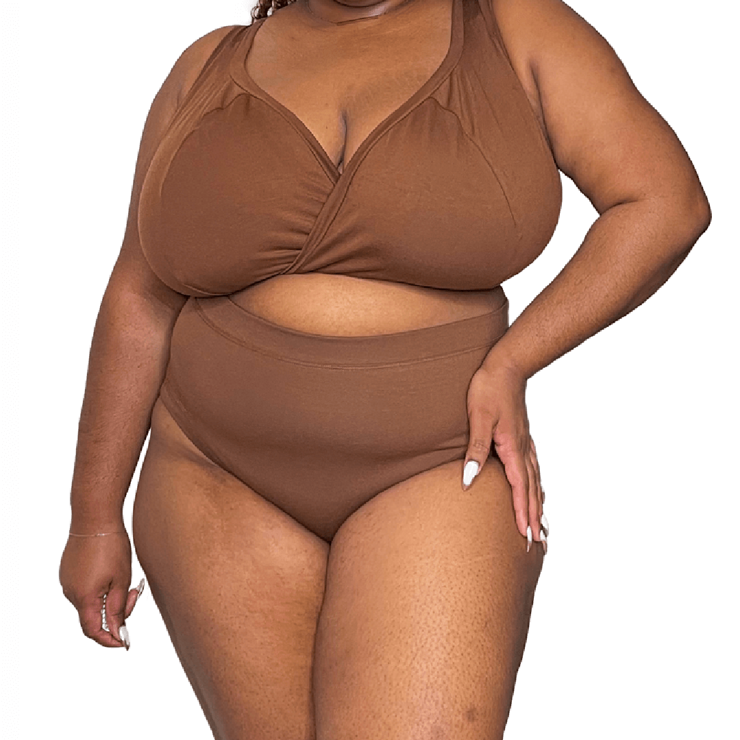 Crop of Tanesa wearing nude bra and high rise briefs