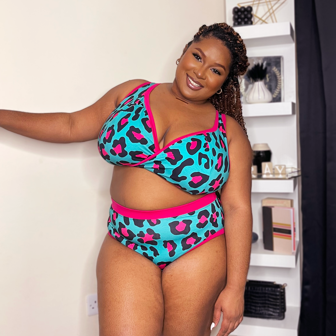 Tanesa is wearing a Hot Leopard underwear set