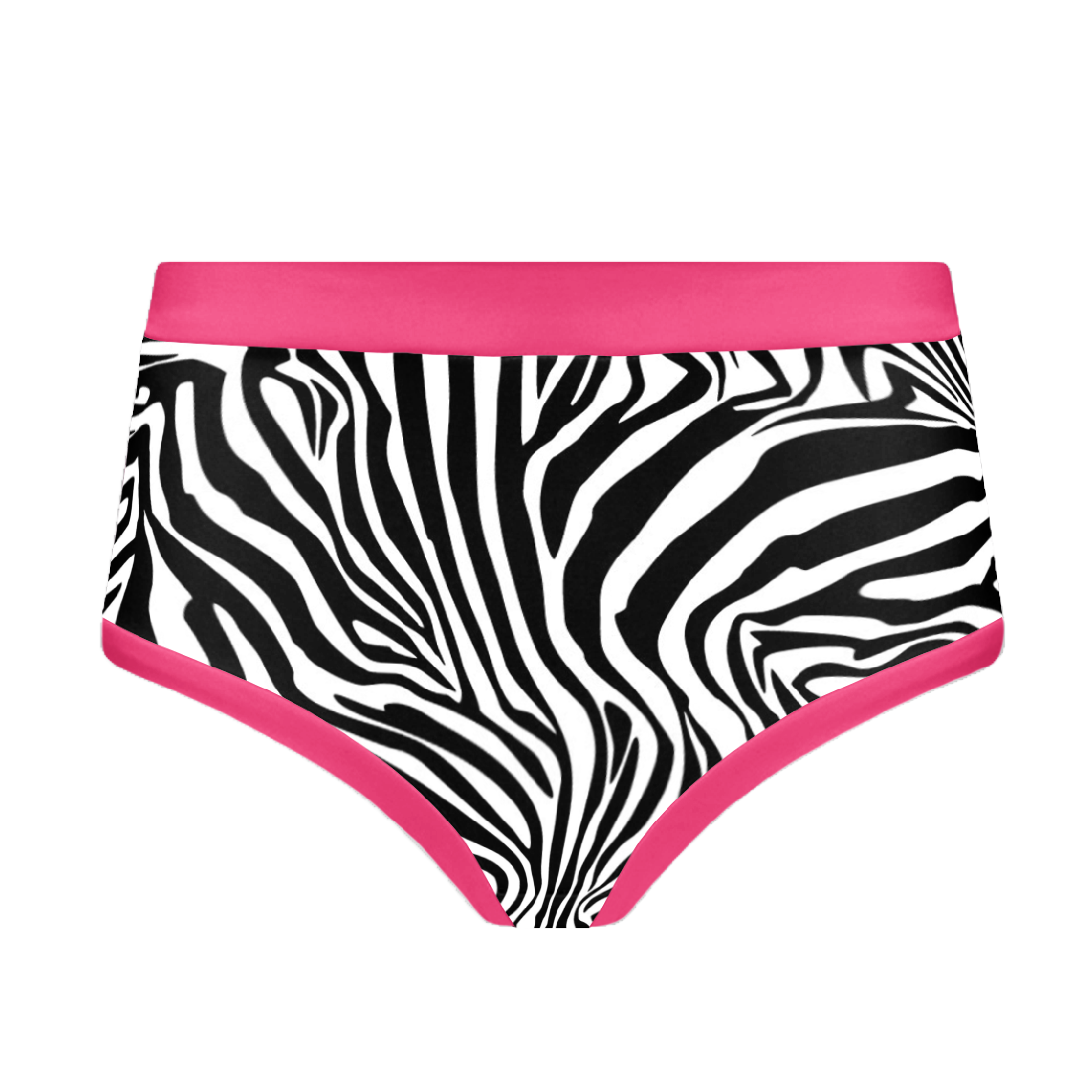 Mid rise cotton zebra print briefs with pink trim