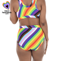 Back view of Precious wearing pride rainbow underwear
