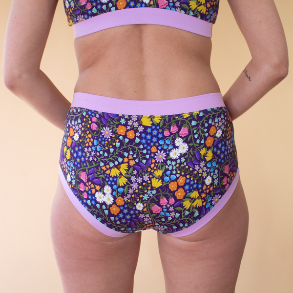 Back view of wildflowers mid rise briefs