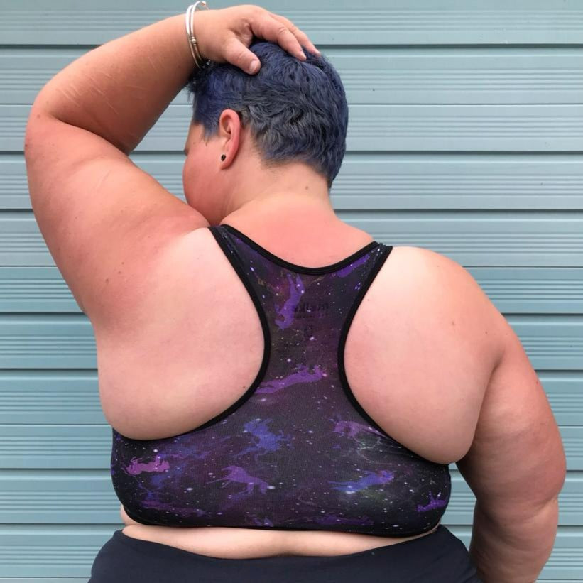 Back view of racerback Universe Bralette