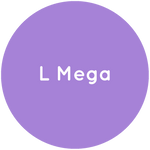 Purple circle with the text L Mega in white.