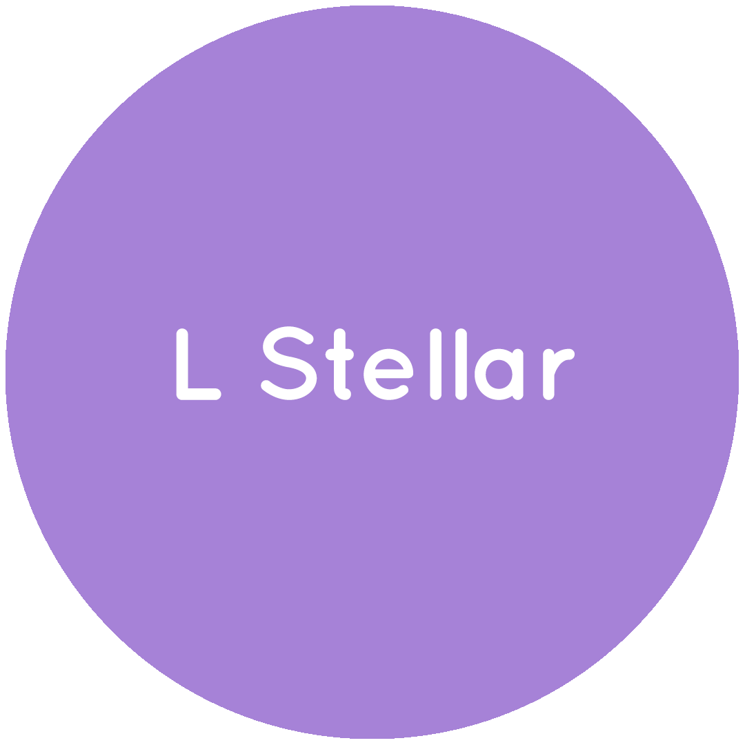 Purple circle with the text L Stellar in white.