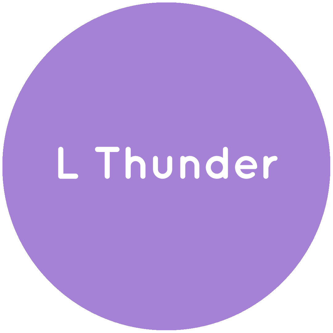 Purple circle with the text L Thunder in white.