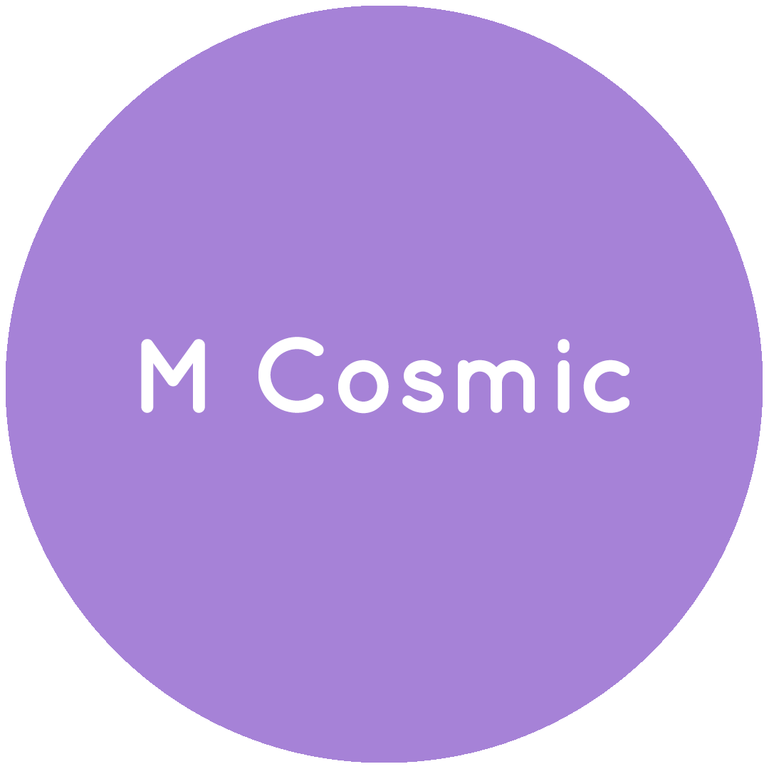 Purple circle with the text M Cosmic in white.