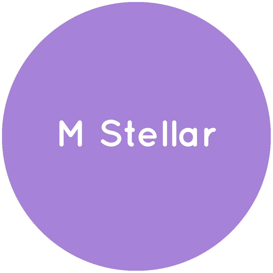 Purple circle with the text M Stellar in white.