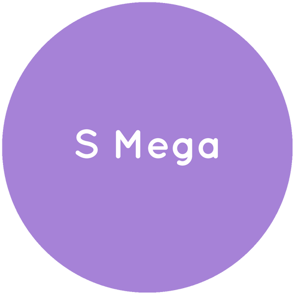 Purple circle with the text S Mega in white.