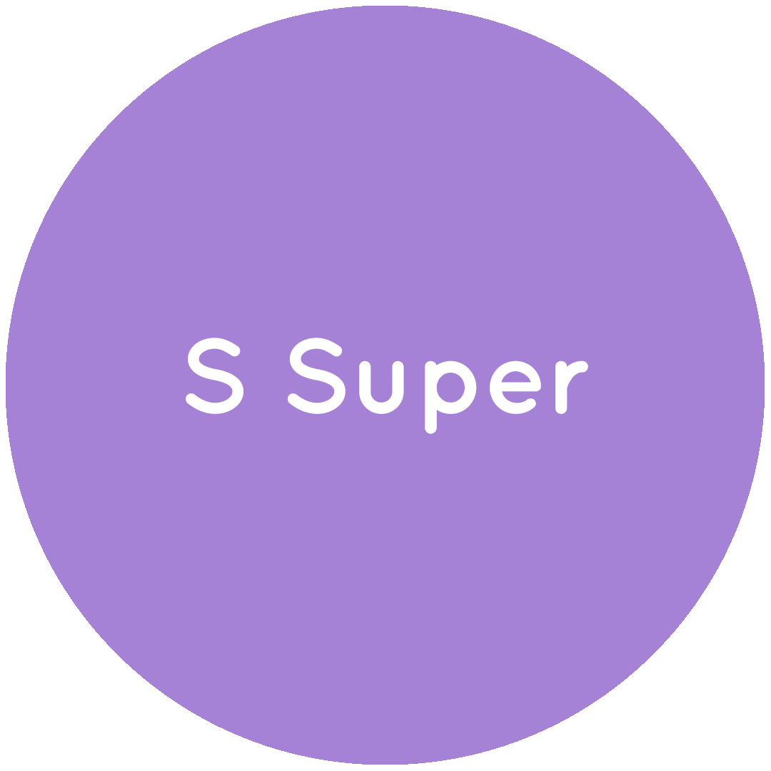 Purple circle with the text S Super in white.