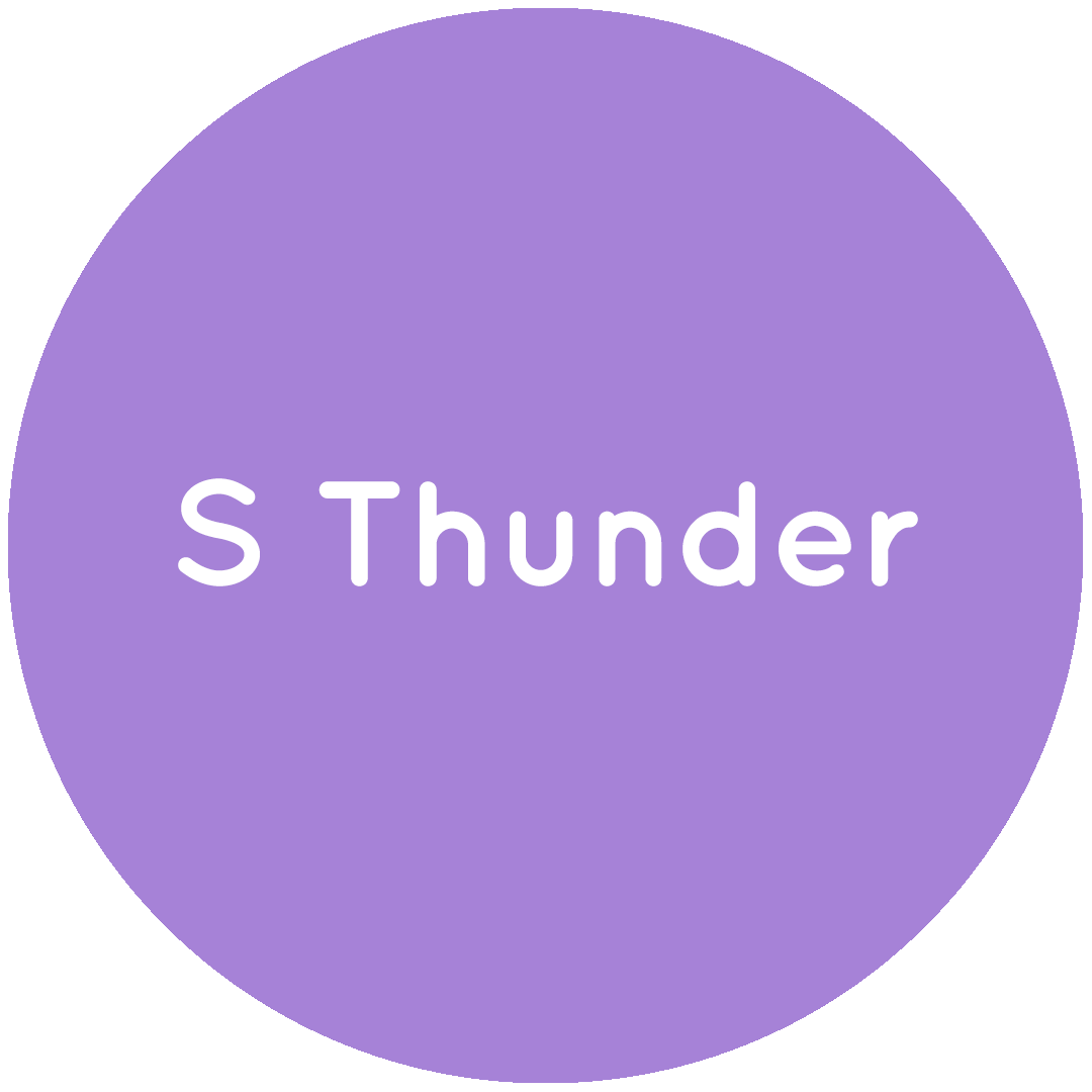 Purple circle with the text S Thunder in white.