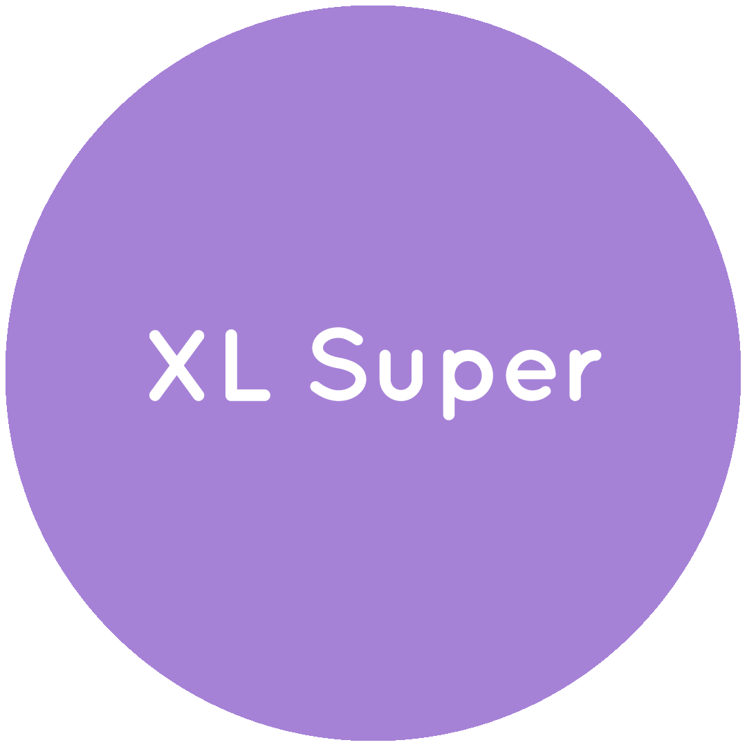 Purple circle with the text XL Super in white.