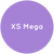 Purple circle with the text XS Mega in white.