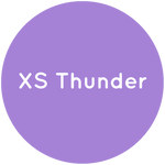 Purple circle with the text XS Thunder in white.