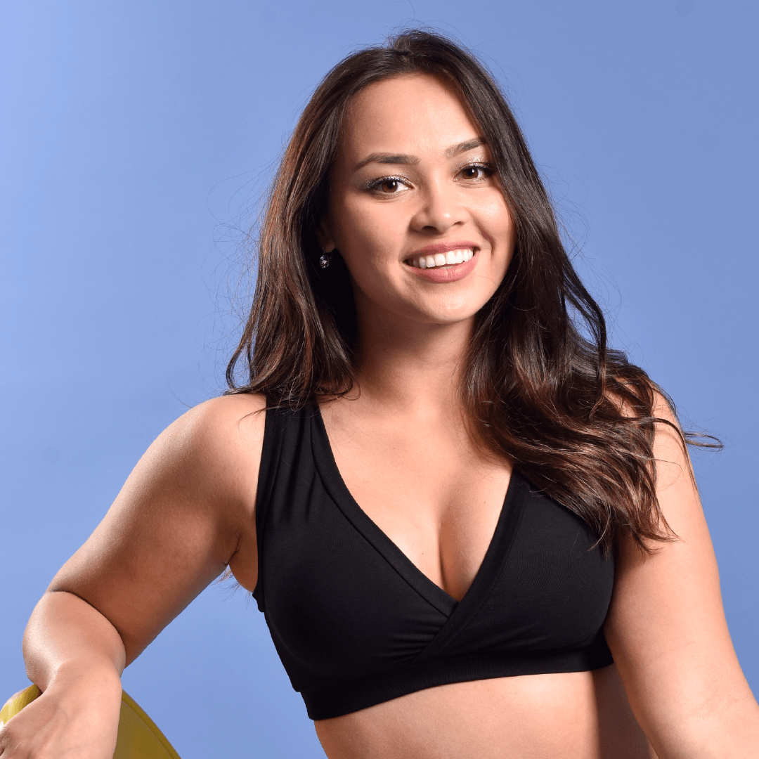 Rebecca is wearing a black non-wired original bra