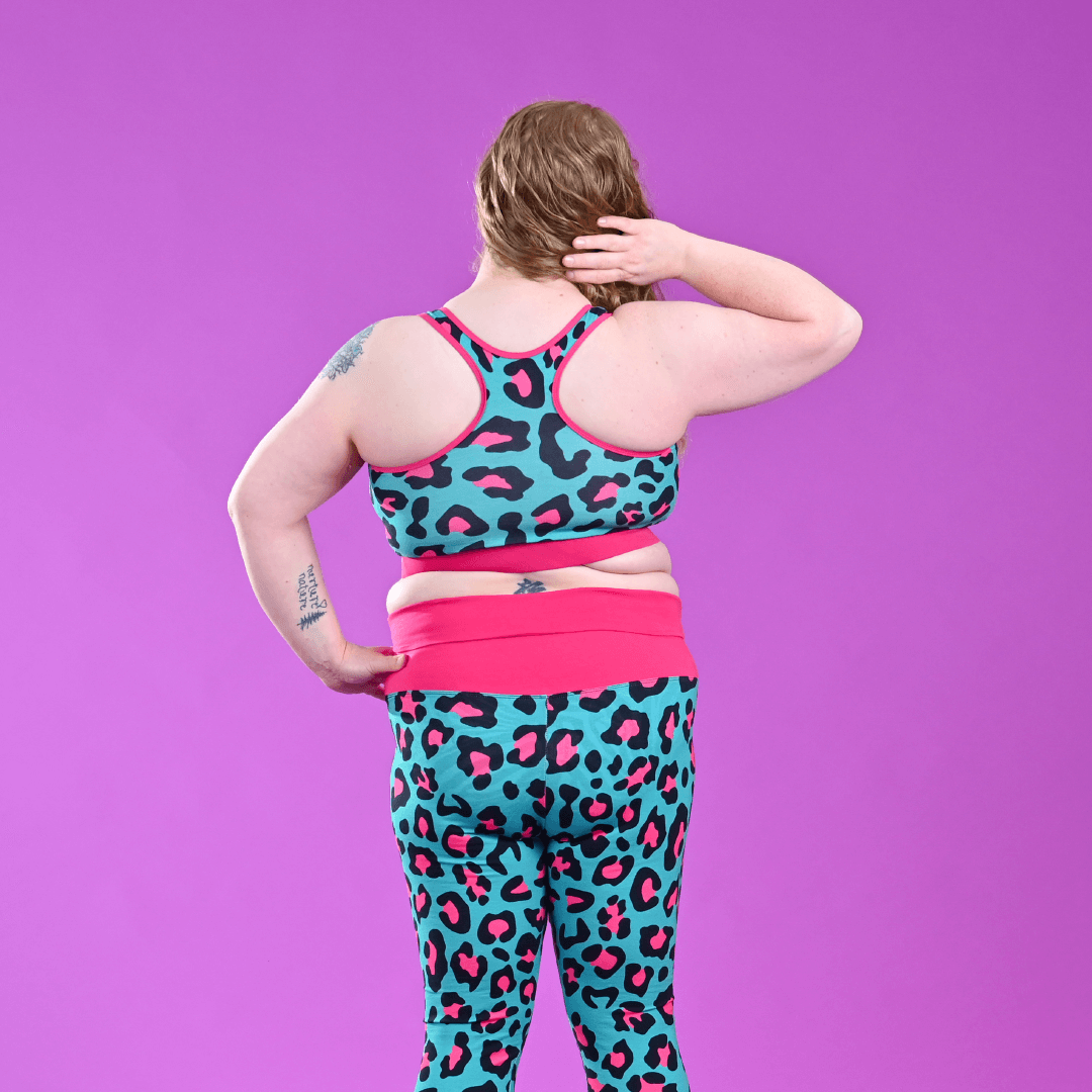 Back view of hot leopard racerback bralette